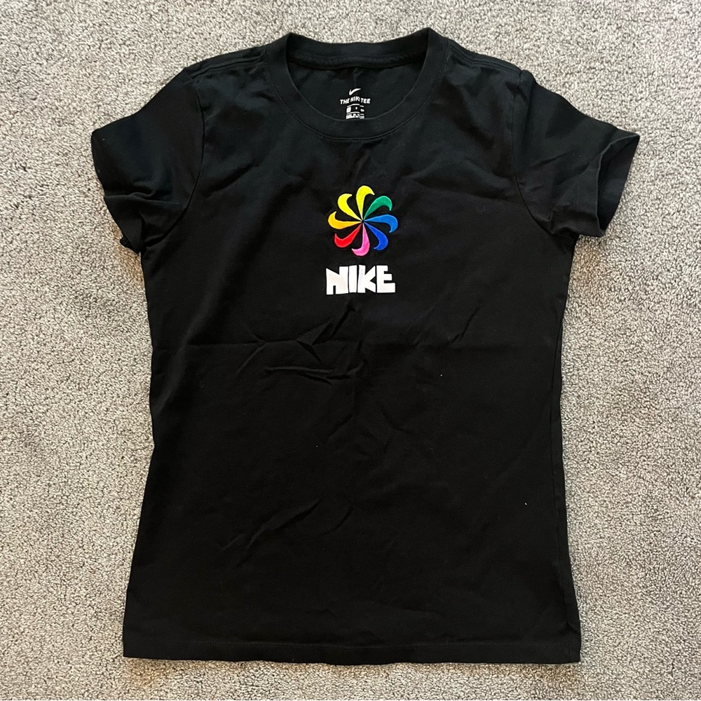 Nike t-shirt with rainbow swooshes